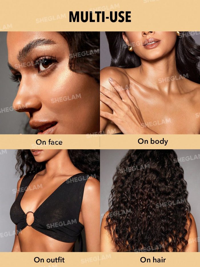 SHEGLAM Go Go Glow Highlighting Body Mist-Gold Body Glitter Powder Spray High-Shine Finish - Image 4
