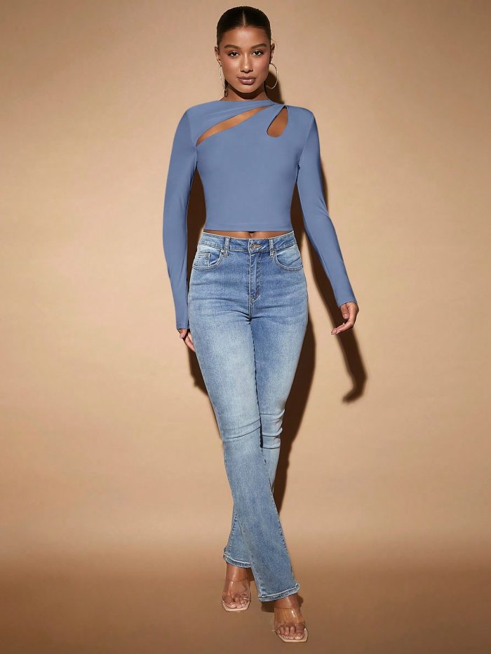 SHEIN BAE Cut Out Front Crop Tee - Image 3