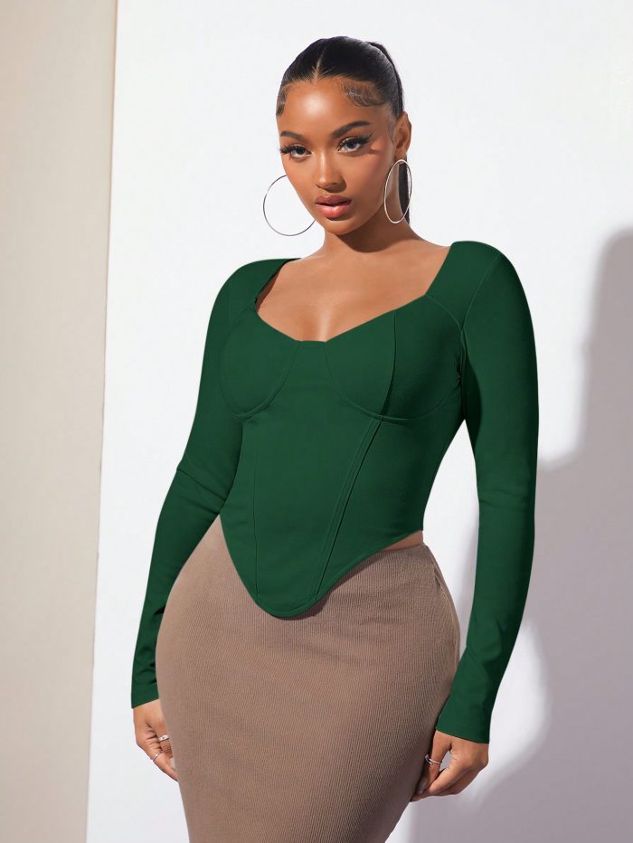 SHEIN SXY Sweetheart Neck Asymmetrical Hem Bustier Tee