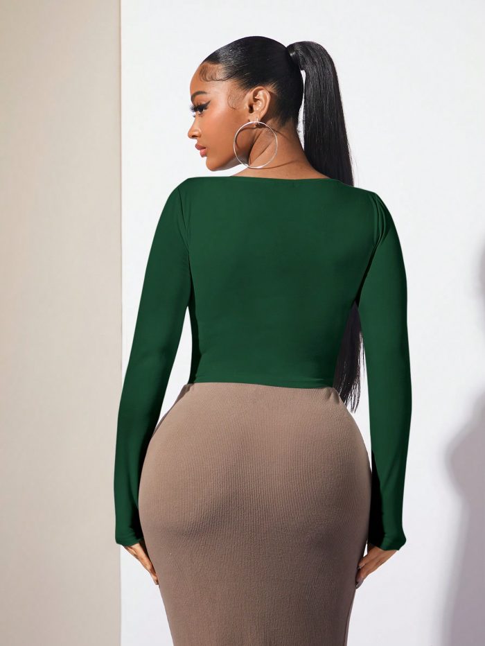 SHEIN SXY Sweetheart Neck Asymmetrical Hem Bustier Tee - Image 2
