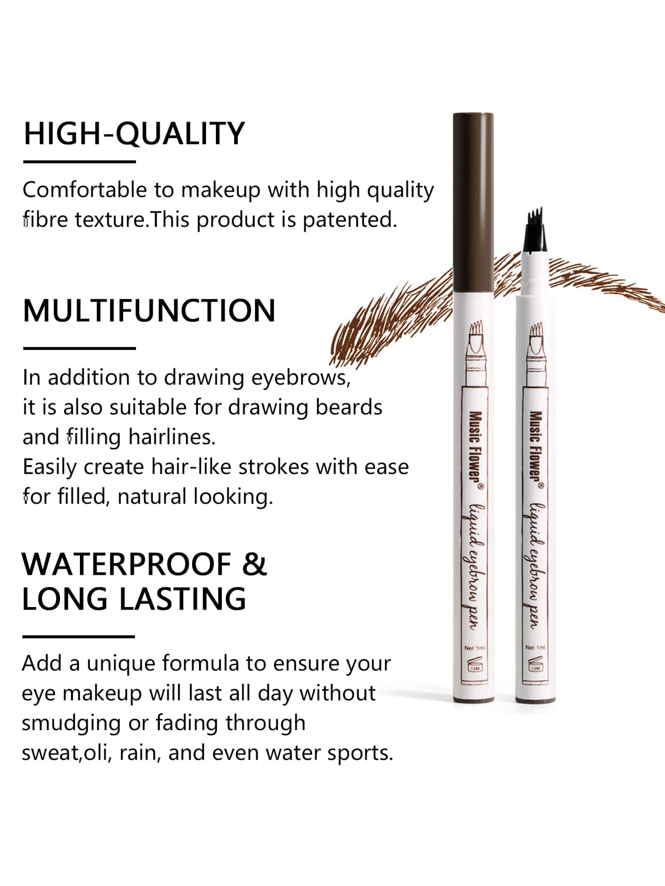 1pc Long-Wearing Waterproof Eyebrow Pen - 01 Chestnut - Image 5