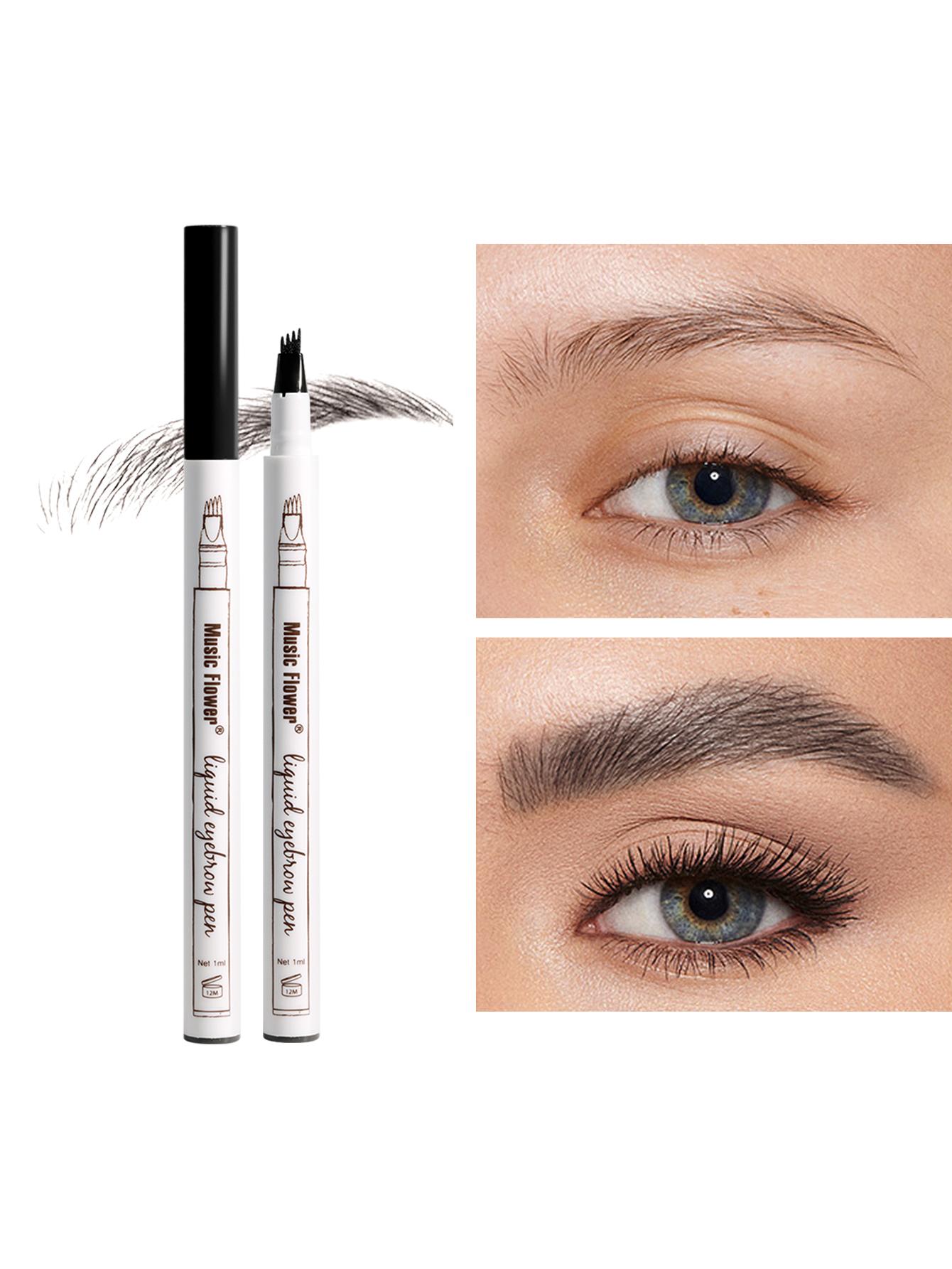 1pc Waterproof Long-lasting Eyebrow Pen, For Daily Brow Makeup Black