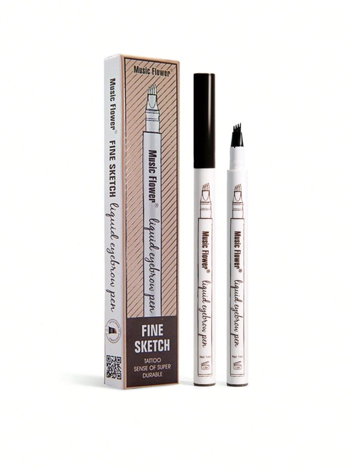 1pc Waterproof Long-lasting Eyebrow Pen, For Daily Brow Makeup Black - Image 2
