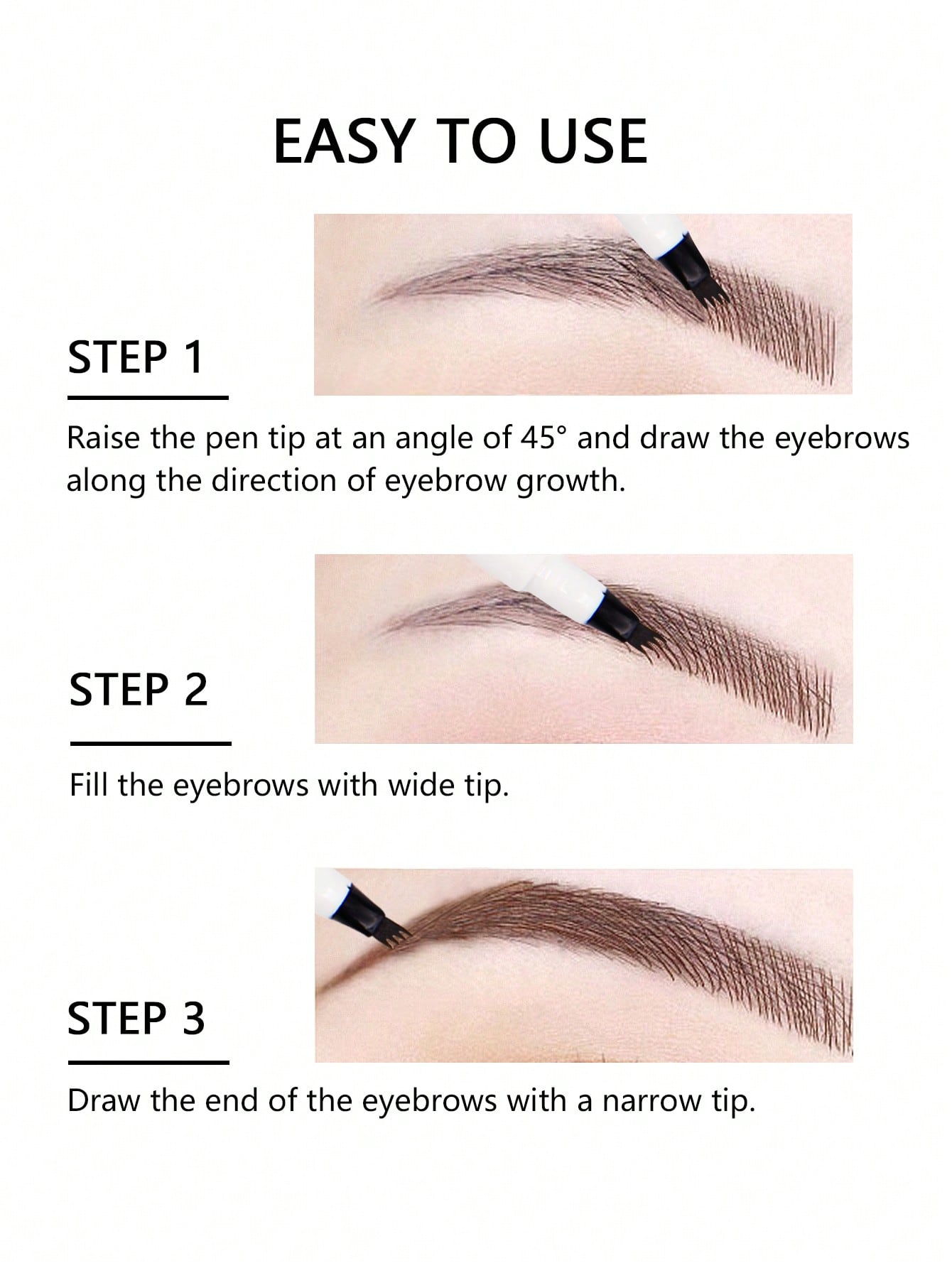 1pc Waterproof Long-lasting Eyebrow Pen, For Daily Brow Makeup Black - Image 3