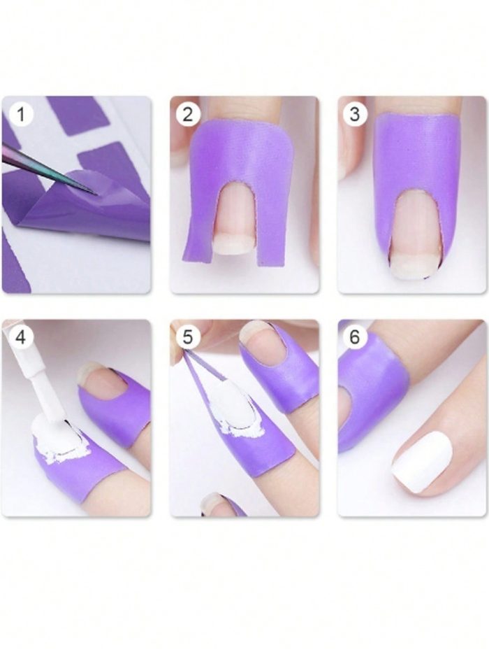 10Pcs Nail Polish Anti-Overflow Stickers U-Shaped Tape To Prevent Nail Polish From Overflowing Soft Plastic Nail Art Protector Spill-Proof Stickers Stamping Manicure Tool - Image 5