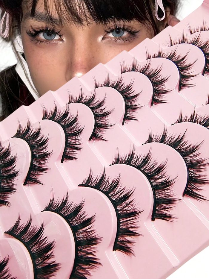 10 Pairs Manga Lashes Comic Lashes, Multilayer Natural Cross Thick False Eyelashes Professional Curling Lashes