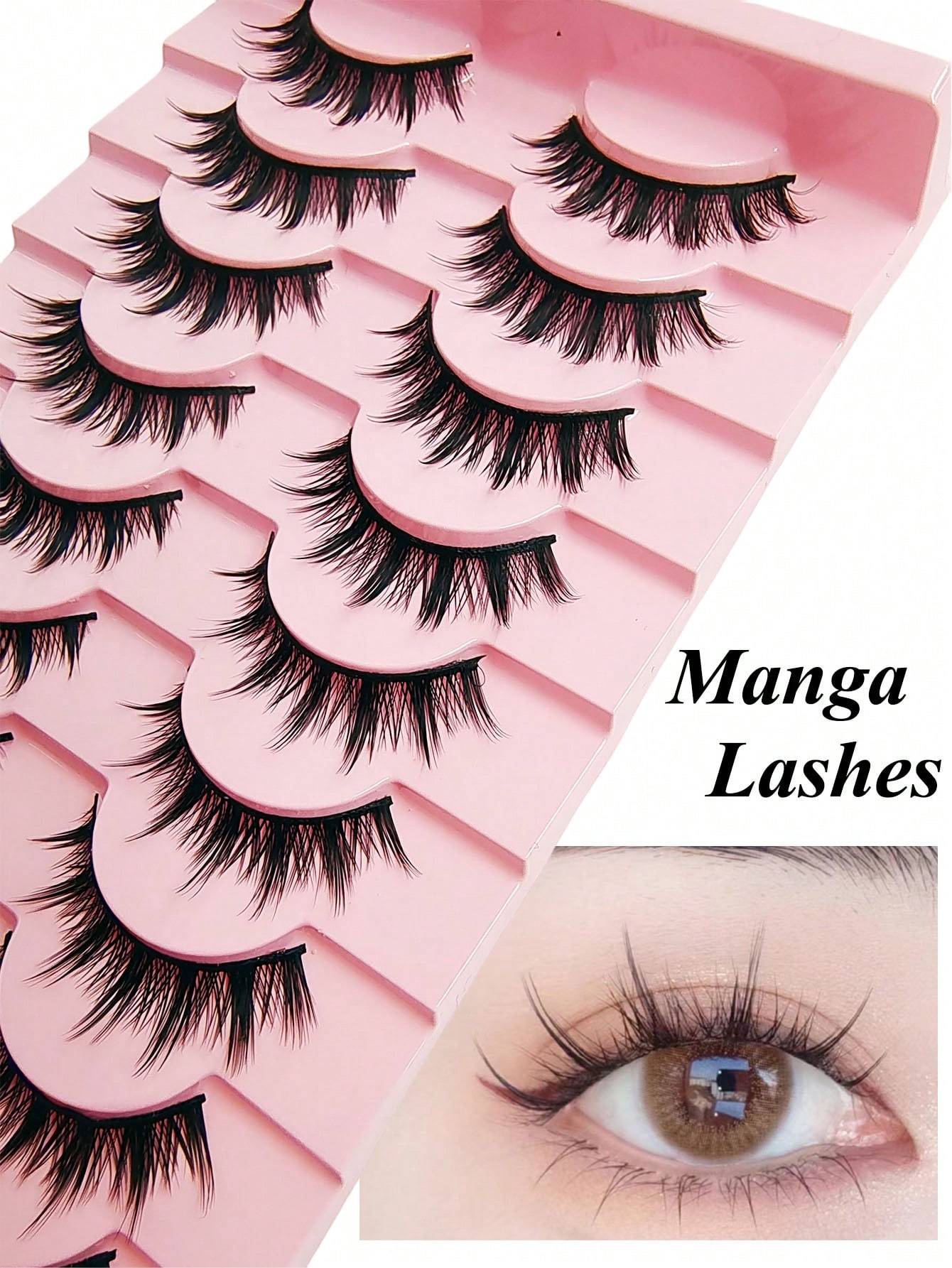 10 Pairs Manga Lashes Comic Lashes, Multilayer Natural Cross Thick False Eyelashes Professional Curling Lashes - Image 2