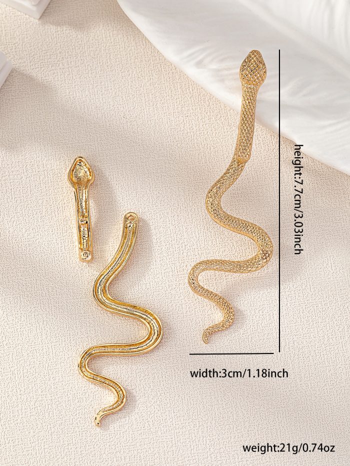 1 Pair Snake Serpent Front & Back Stud Statement Earring for Women - Image 4