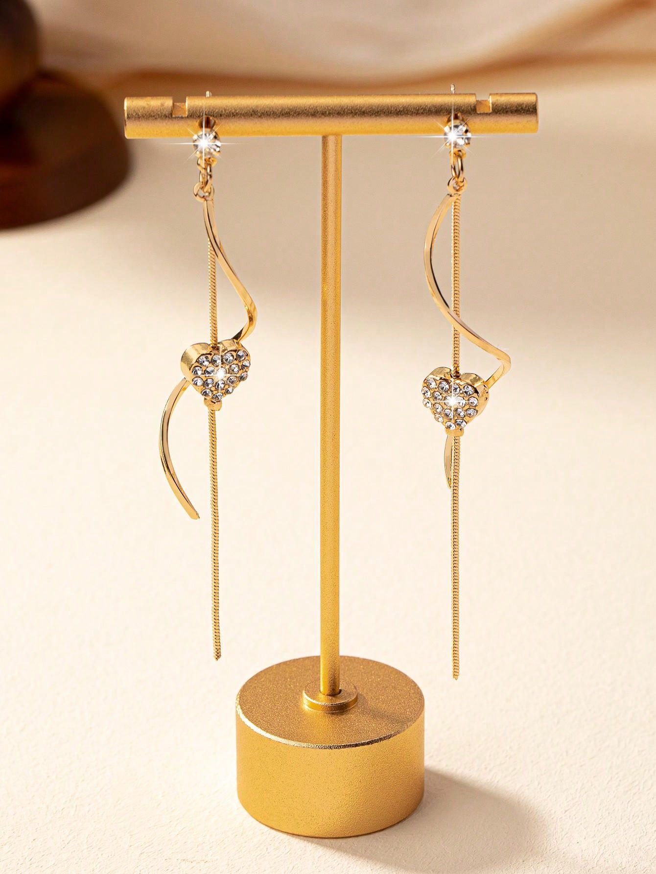 1pair Best Selling Elegant Women's Spiral Design Heart Shaped Earrings With Rhinestone, Available In Various Styles & Colors - Image 2