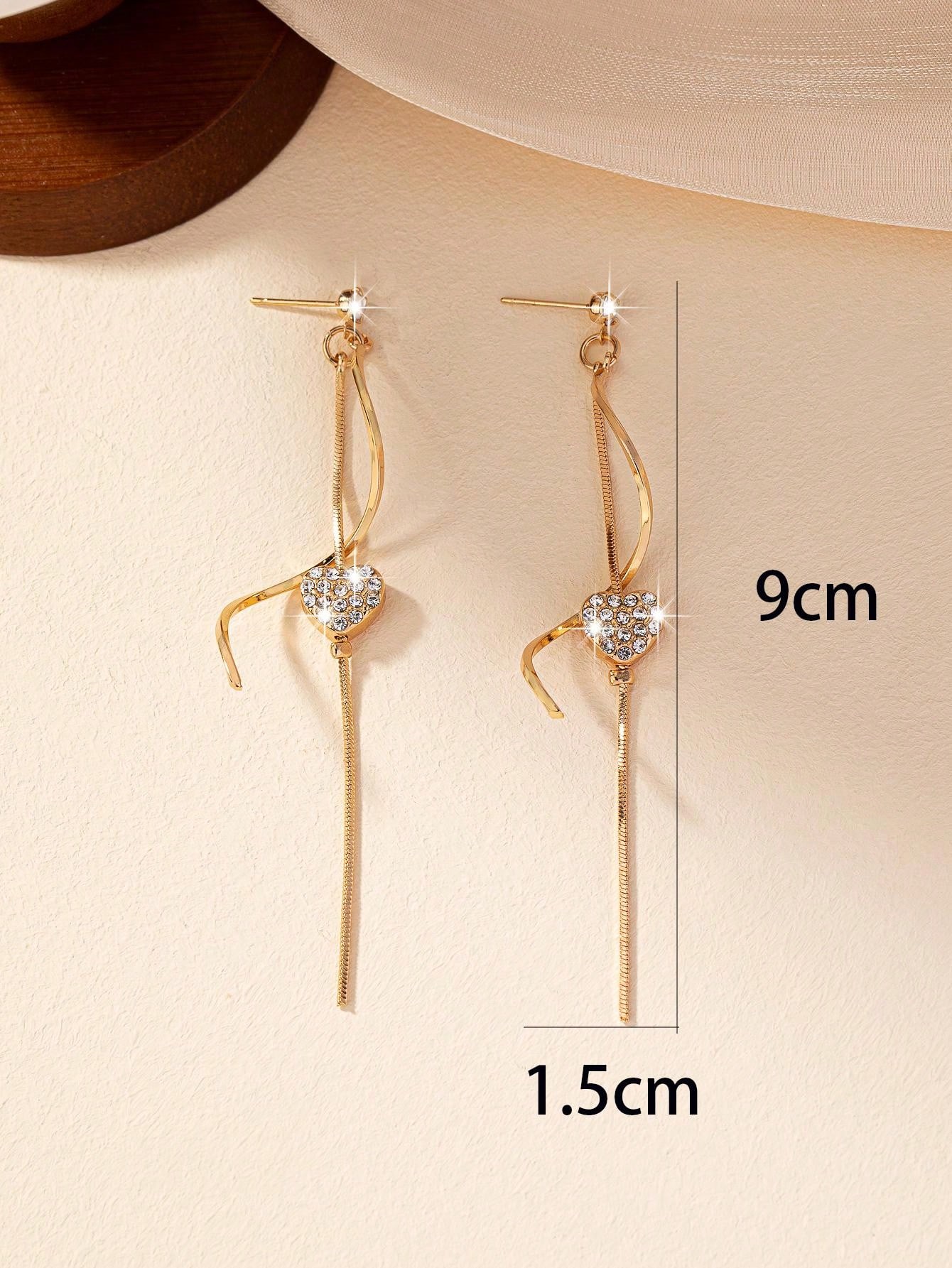 1pair Best Selling Elegant Women's Spiral Design Heart Shaped Earrings With Rhinestone, Available In Various Styles & Colors - Image 4