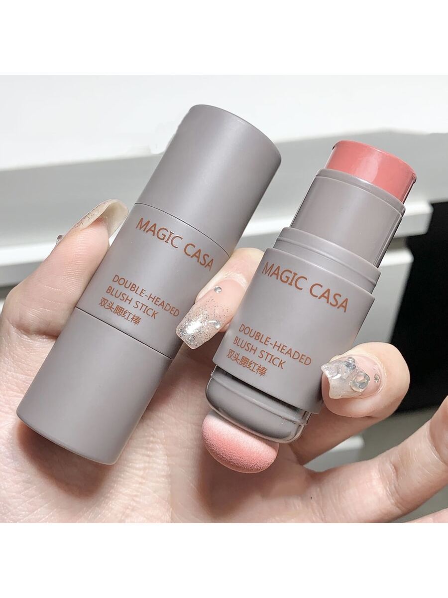 1pc Dual-ended Blush Stick For Lips & Cheeks, Long-lasting And Easy To Apply, Blush 03# - Image 2