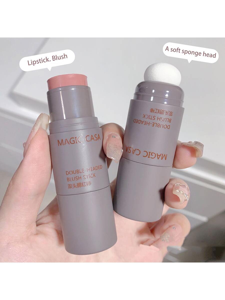 1pc Dual-ended Blush Stick For Lips & Cheeks, Long-lasting And Easy To Apply, Blush 03# - Image 3
