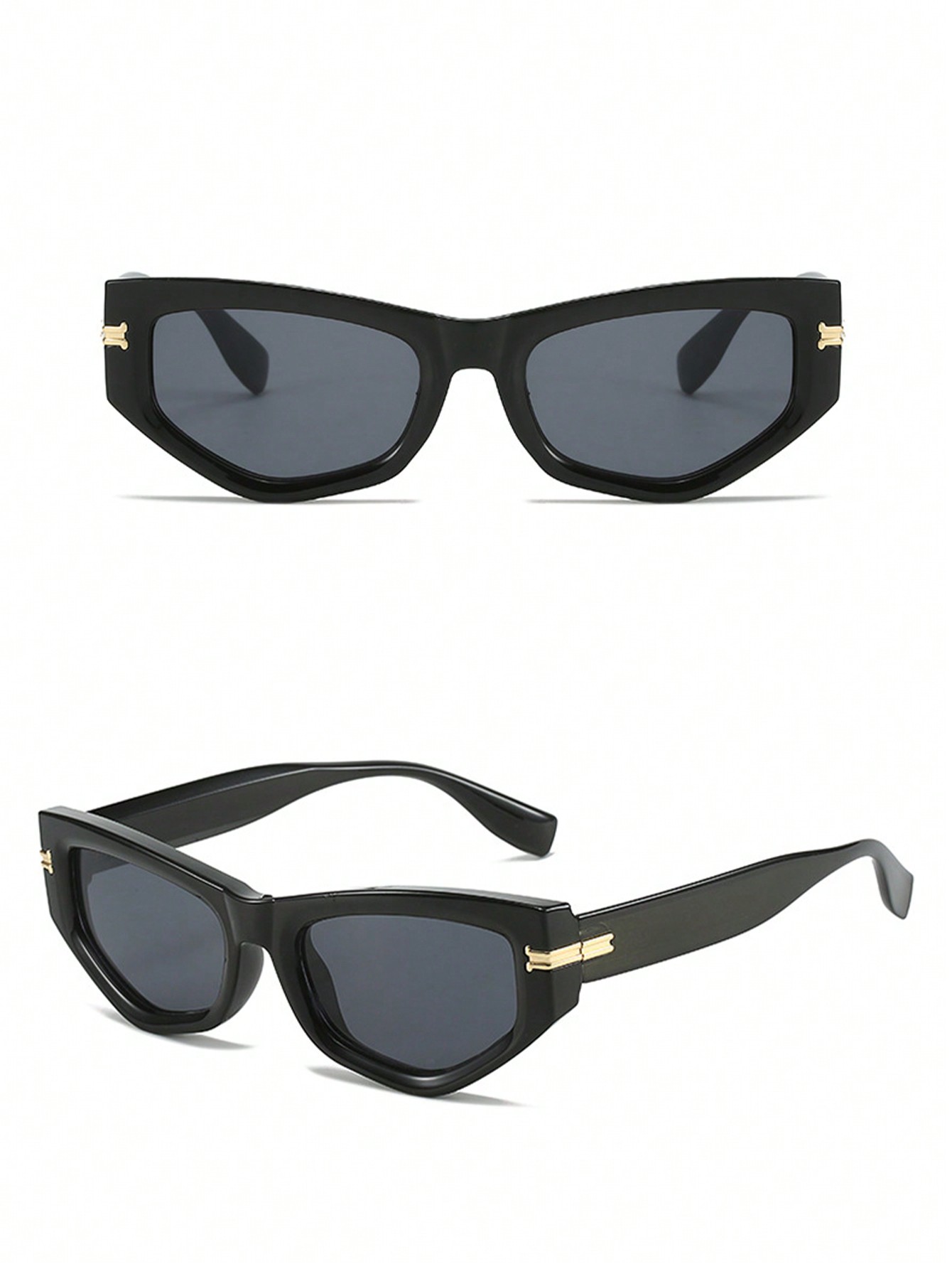 1pc Women's Multicolor Triangle Cat Eye Sunglasses Fashionable Accessory For Traveling - Image 2