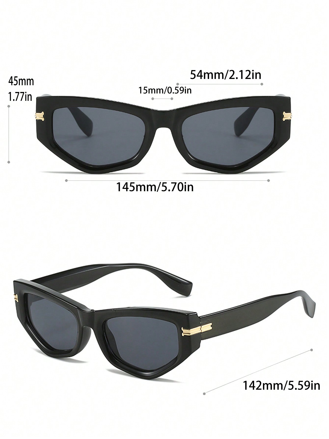 1pc Women's Multicolor Triangle Cat Eye Sunglasses Fashionable Accessory For Traveling - Image 3