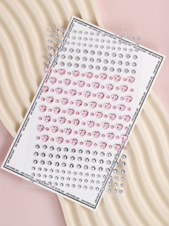 2pcs Pink Heart, Silver Star Shaped Under Eye Crystal Stickers, Diy Party Rave Festival Makeup Decoration - Image 4