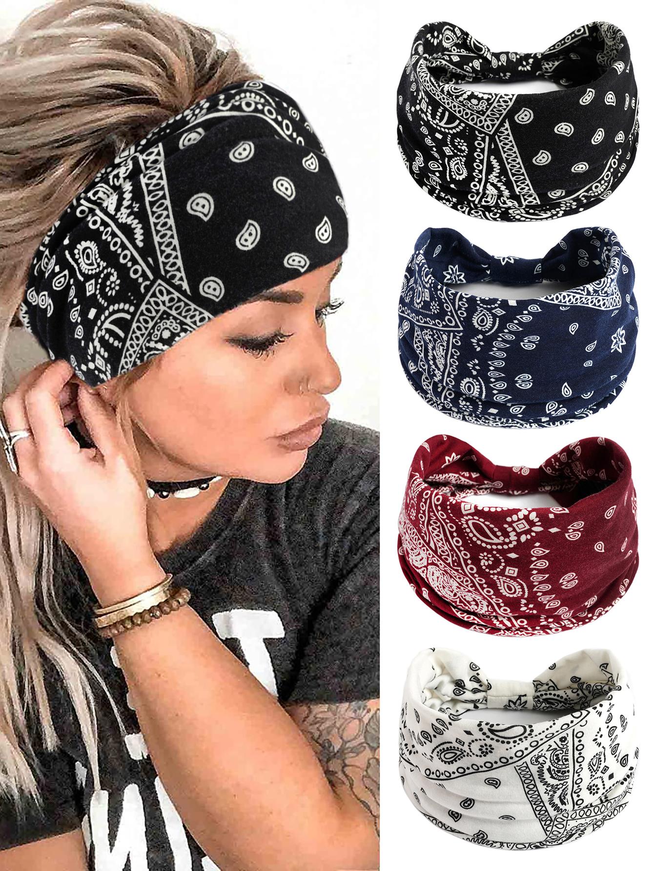 4pcs Women Paisley Pattern Fashion Hair Band For Daily Life