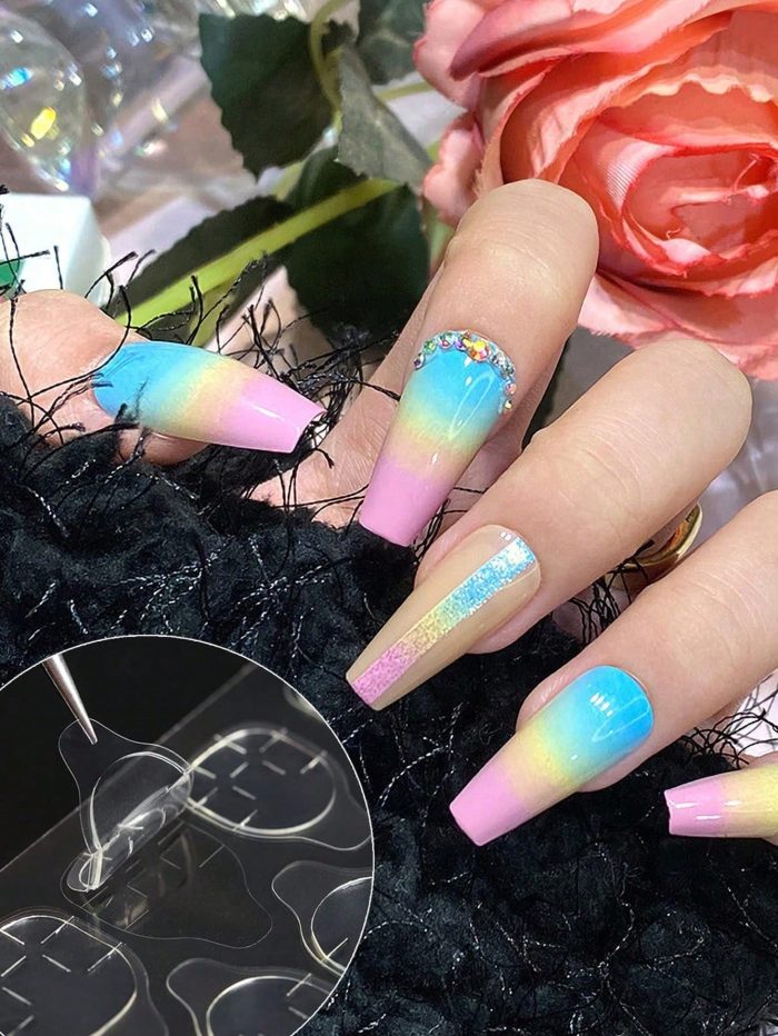 50 Sheets/1200pcs Super Sticky Jelly Glue Nail Stickers, No Trace, Ultra Thin, Waterproof - Image 5