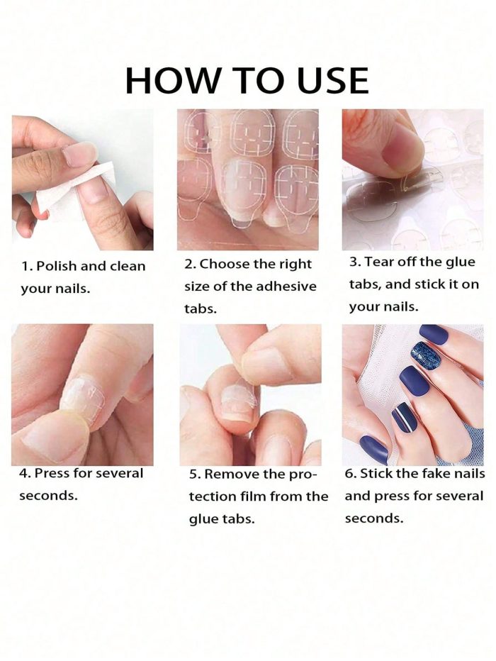 50 Sheets/1200pcs Super Sticky Jelly Glue Nail Stickers, No Trace, Ultra Thin, Waterproof - Image 7