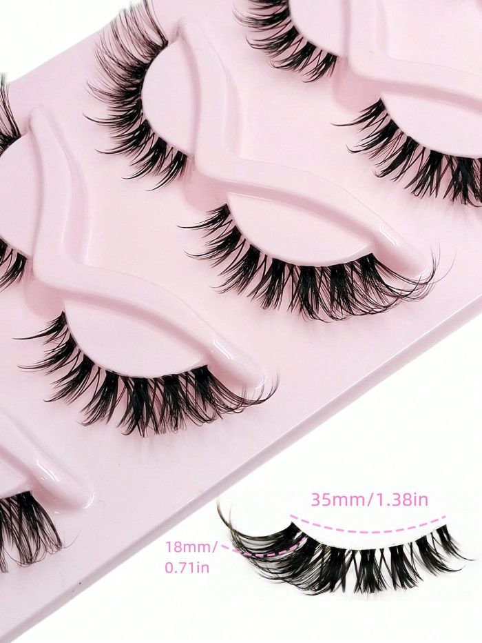 Asiteo 5 Pairs Cat Eye Lashes Faux Mink Eyelashes Clear Band Lashes Natural Look Wispy And Soft False Eyelashes Makeup Extension - Image 3