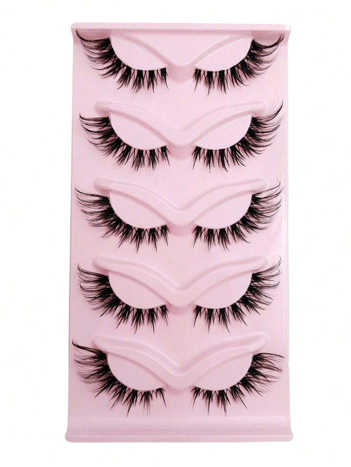 Asiteo 5 Pairs Cat Eye Lashes Faux Mink Eyelashes Clear Band Lashes Natural Look Wispy And Soft False Eyelashes Makeup Extension - Image 6