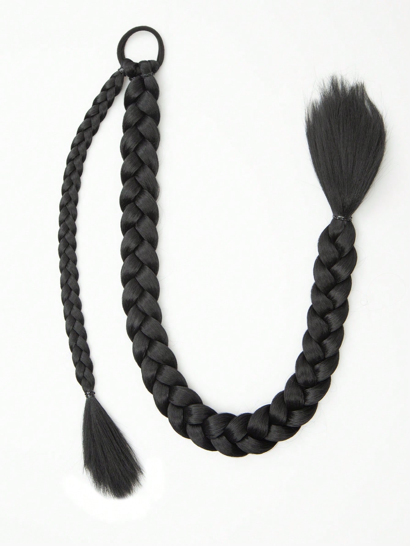Long Braided Ponytail Extension with Hair Tie Straight Wrap Around Hair Extensions Ponytail Natural Soft Synthetic Hair Piece for Women Daily Wear 26inch 1pc Black - Image 5