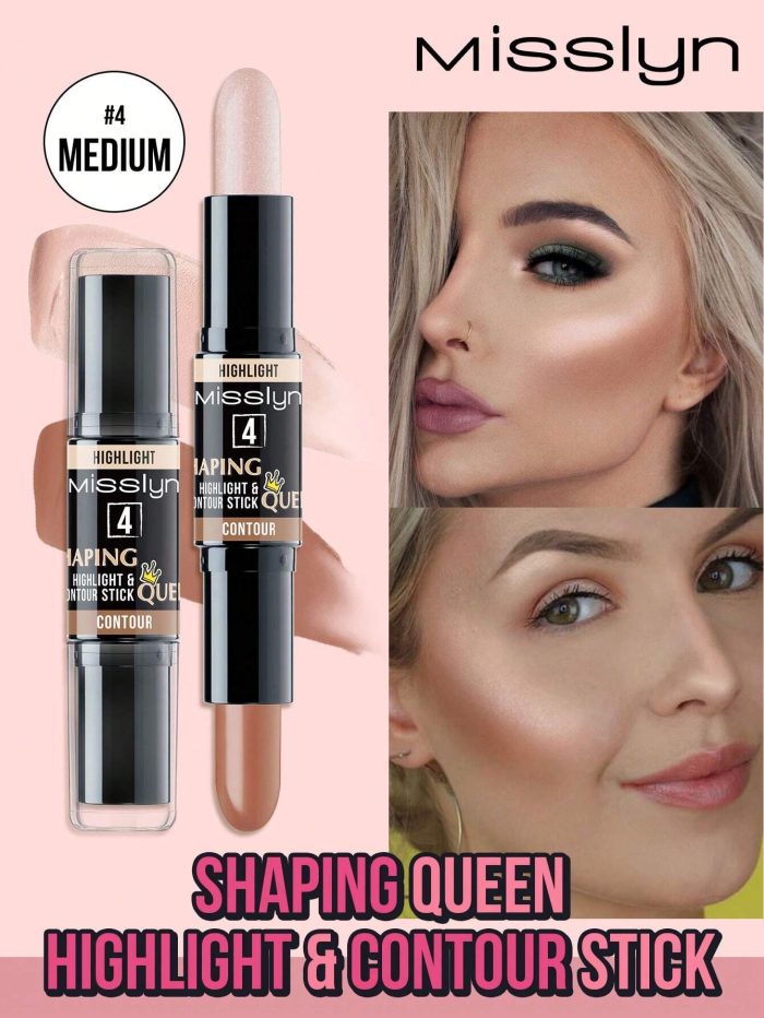 MissIyn Shaping Queen Highlight & Contour Stick, Double ended contour stick, Creamy Texture and Matte Finish Contouring Stick, Highlight Contour Bronzer Stick, Long Lasting, Suitable for skin facial makeup Contour Stick 04