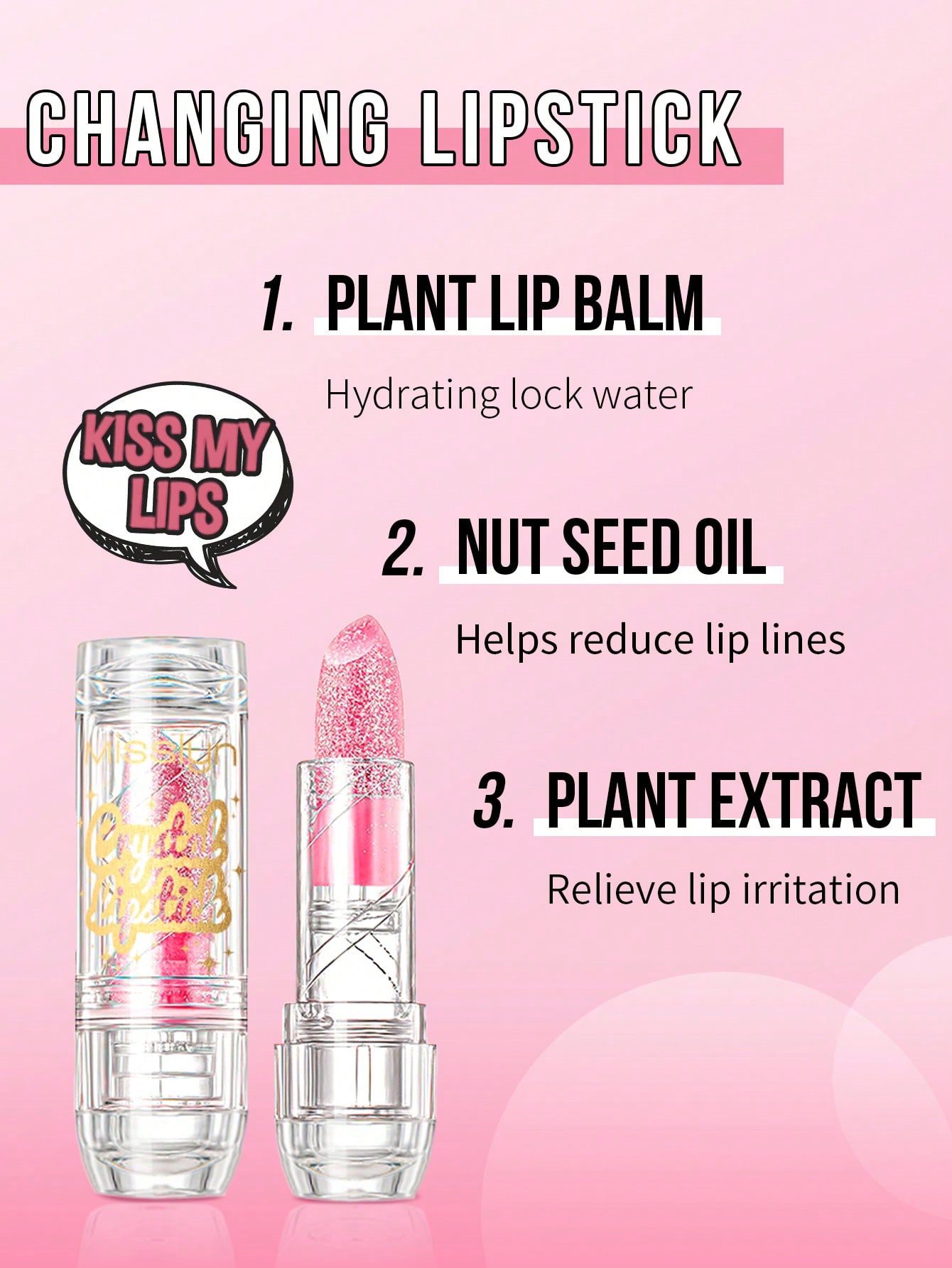 MissIyn MISSLYN SHIMMER COLOR CHANGING LIPSTICK, Temperature Changing Lipstick, Pearlescent Fine Flash, Non-Sticky Lip Gloss 10 Pink - Image 4