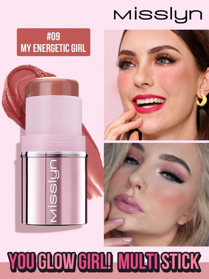 MissIyn You Glow Girl! Multi Stick, Cream Multi Stick, Richly Pigmented , Easy To Blend For A Lightweight Makeup Finish Monochrome Blush Stick 09