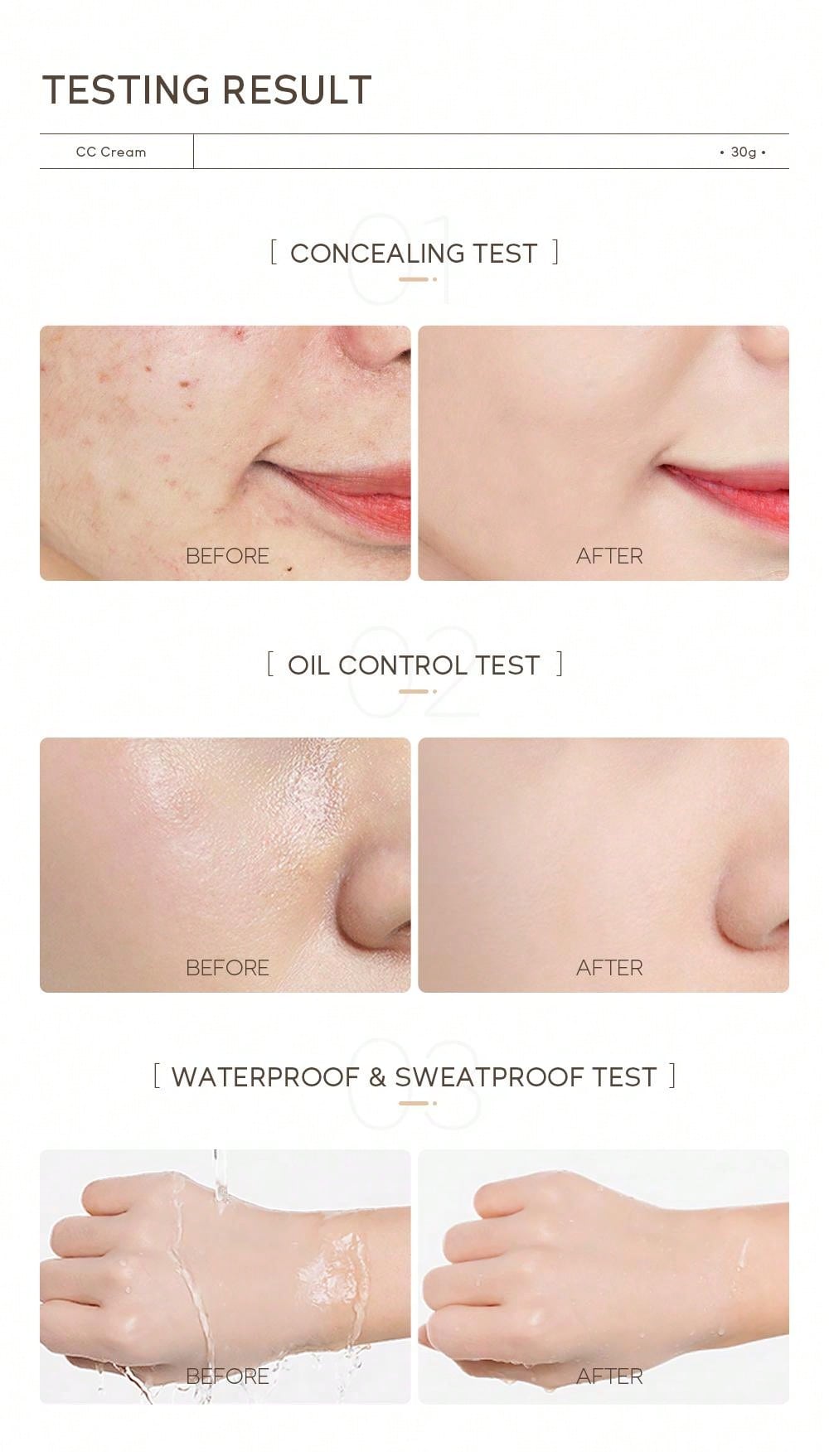 Moisturizing Liquid Foundation, 1Pc 30G Long-Wearing Waterproof Facial Makeup 102 Ivory - Image 8