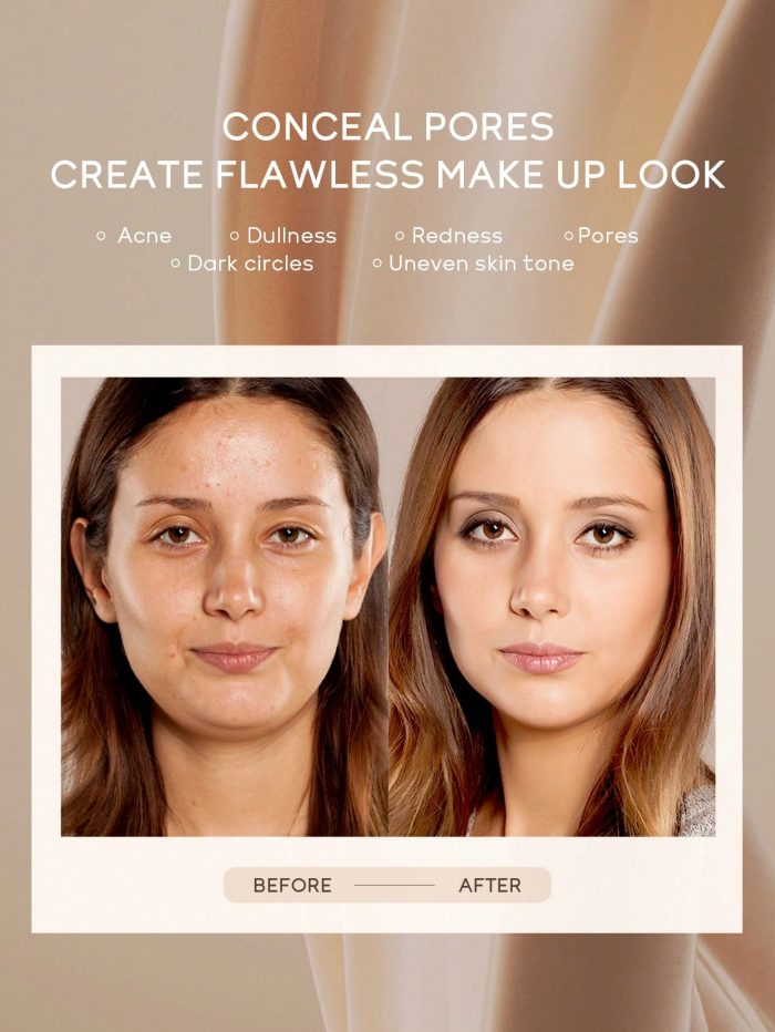 Moisturizing Liquid Foundation, 1Pc 30G Long-Wearing Waterproof Facial Makeup 102 Ivory - Image 3