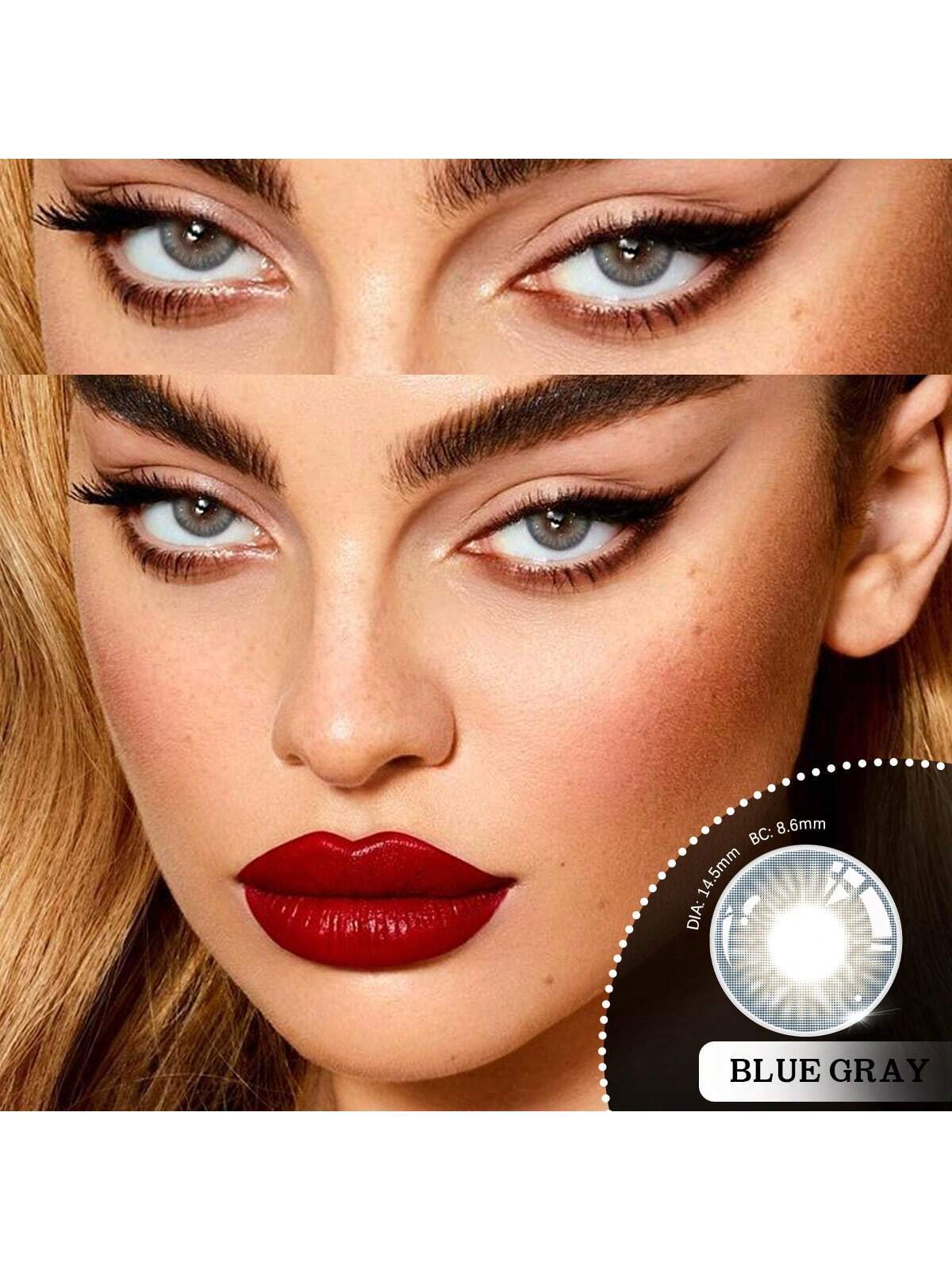 1 Pair Blue Soft Colored Contact Lenses 42% Water Content 1 Year Disposable Fashion Makeup Lenses - Image 2