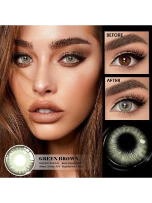 1 Pair Green Soft Colored Contact Lenses 42% Water Content 1 Year Disposable Fashion Makeup Lenses