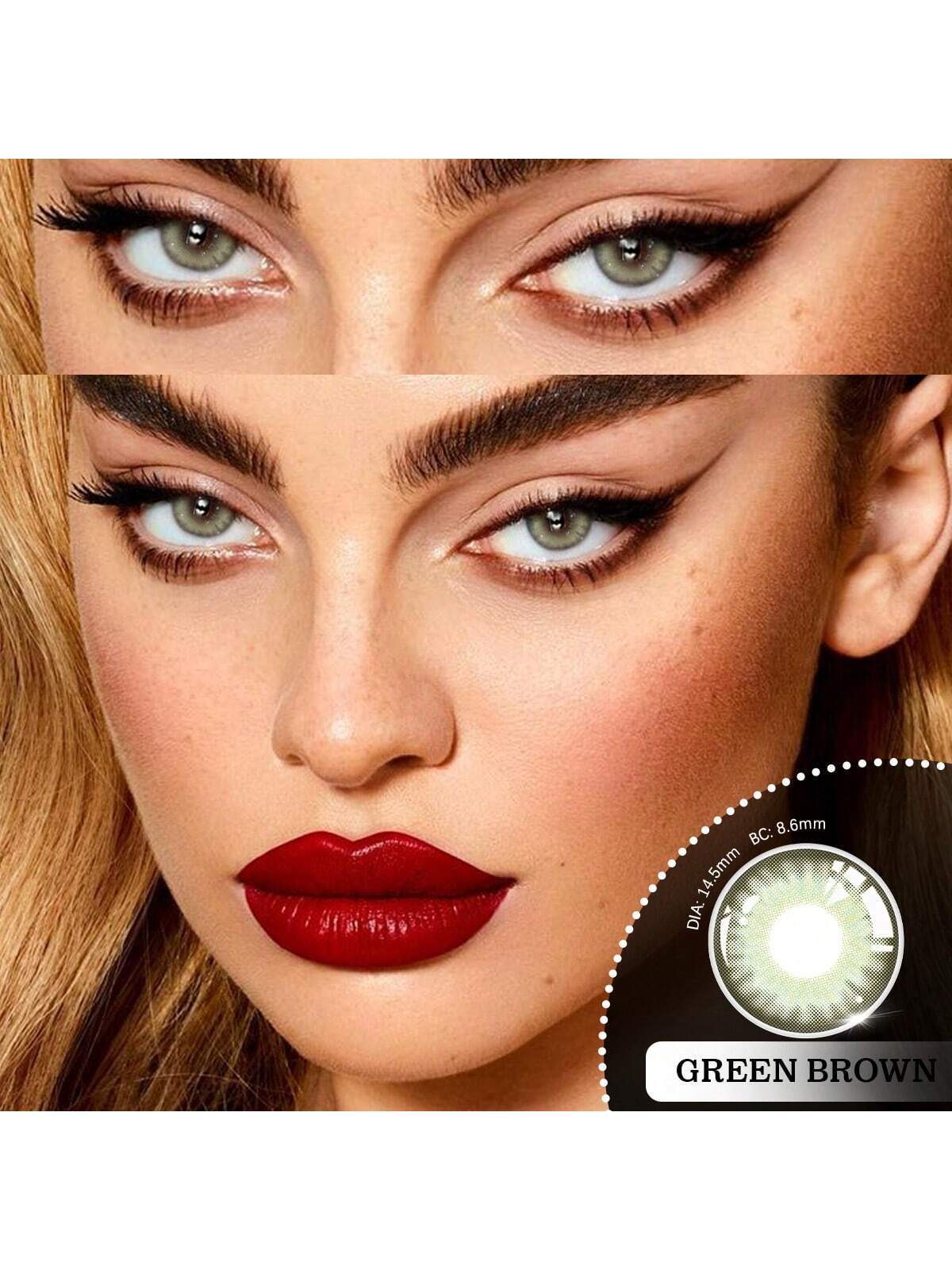 1 Pair Green Soft Colored Contact Lenses 42% Water Content 1 Year Disposable Fashion Makeup Lenses - Image 2