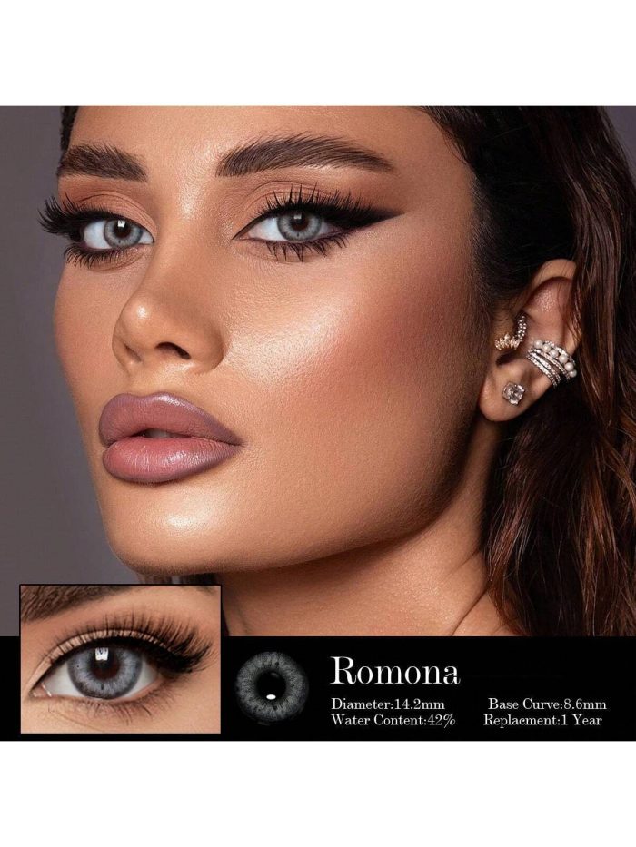 1 Pair Grey Soft Colored Contact Lenses 42% Water Content 1 Year Disposable