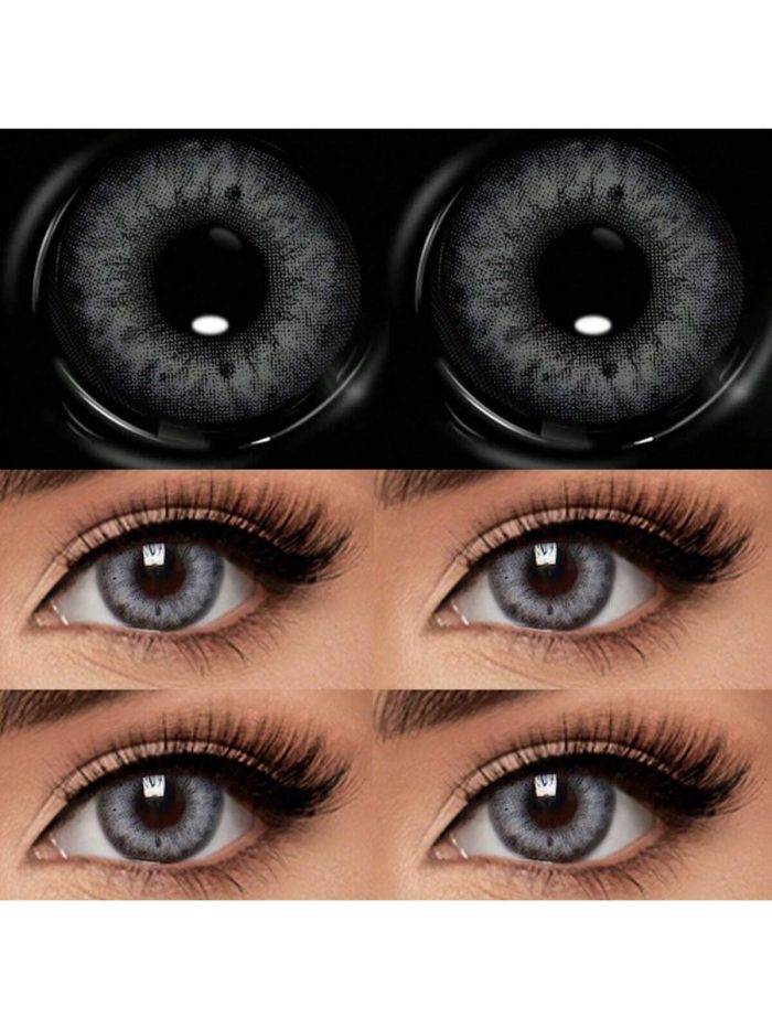 1 Pair Grey Soft Colored Contact Lenses 42% Water Content 1 Year Disposable - Image 3