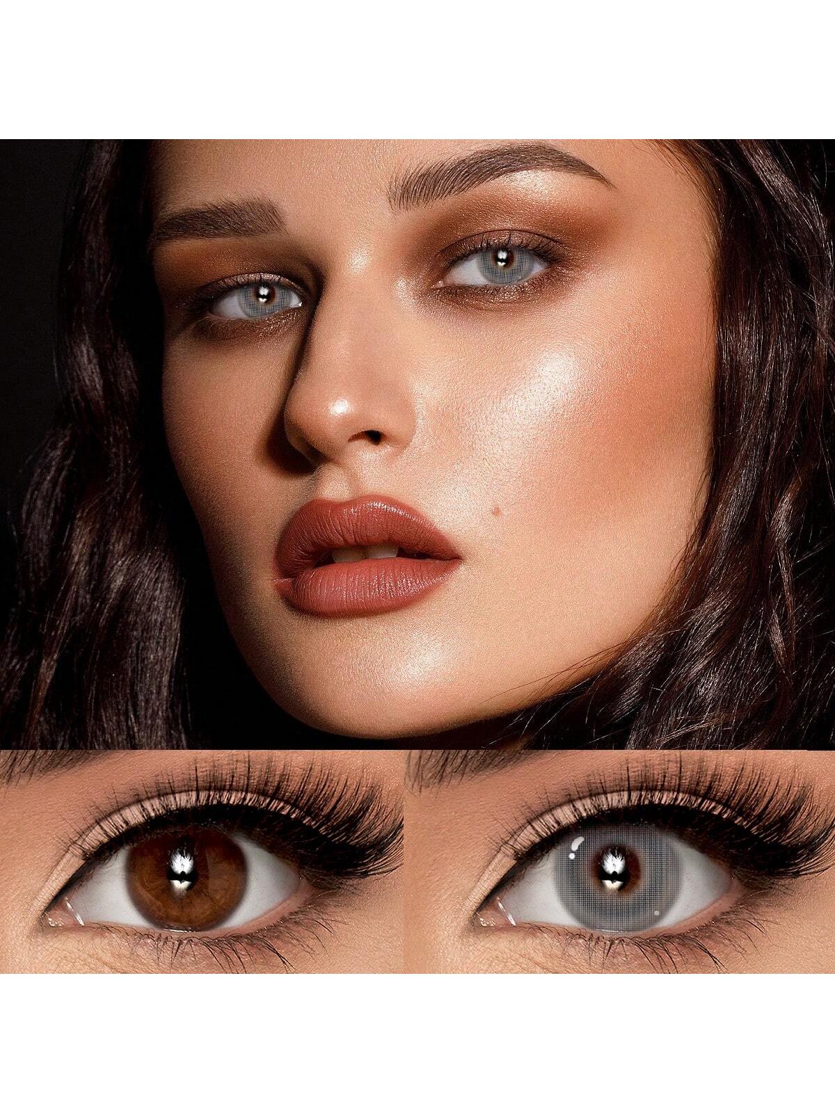 1 Pair Grey Top Soft Colored Contact Lense 1 Year Disposable 2 Pieces Lenses - Image 4