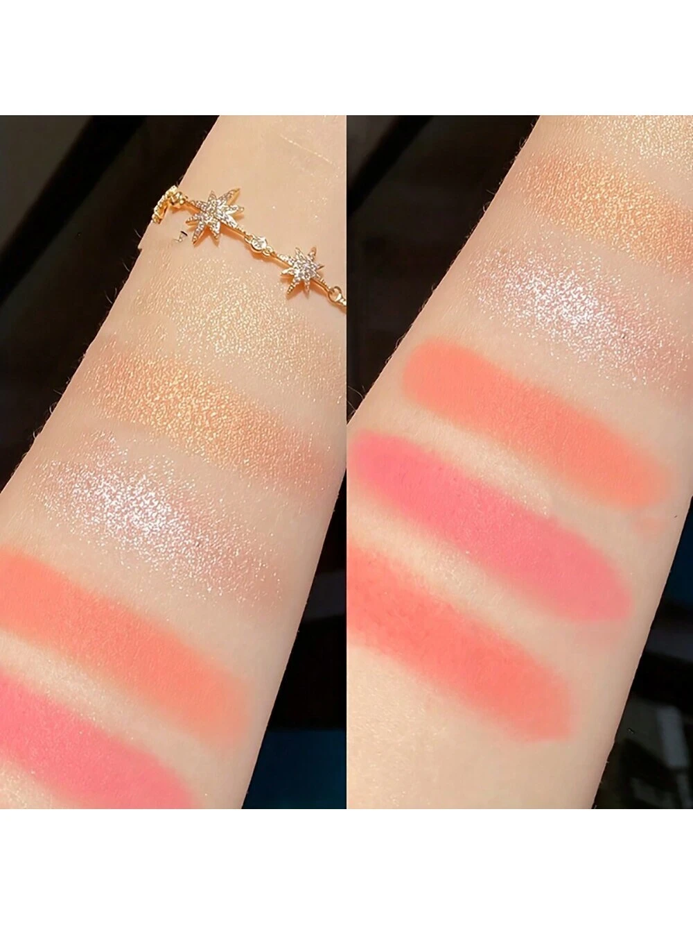 1 Pc Six Color Powder Blusher Highlight Eye Shadow Plate Face Contour Brightening And Modifying Palette - Image 2