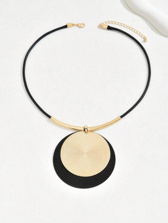 1pc New Arrival Fashionable & Versatile Multi-Color Geometric Pendant Necklace - Image 2