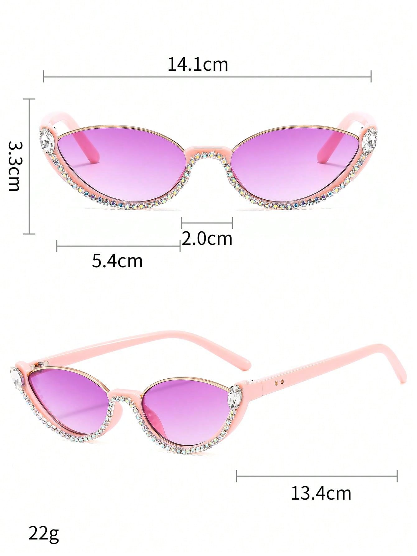 1pc Women's Cat Eye Shaped Sunglasses, Fashionable Pc Frame With Rhinestone - Image 2