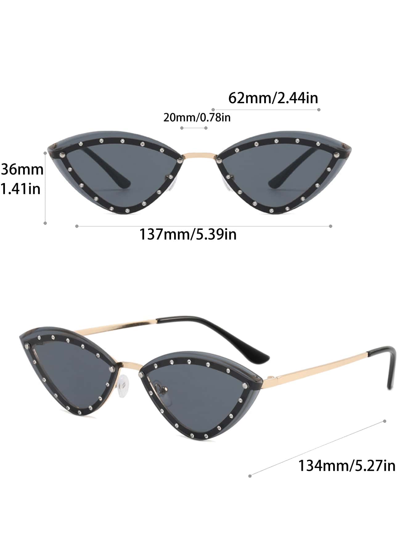1pc Women's Vintage Cat Eye Style Frame With Rhinestone & Cut Glass Lens, Frameless Trendy Fashion Glasses - Image 4