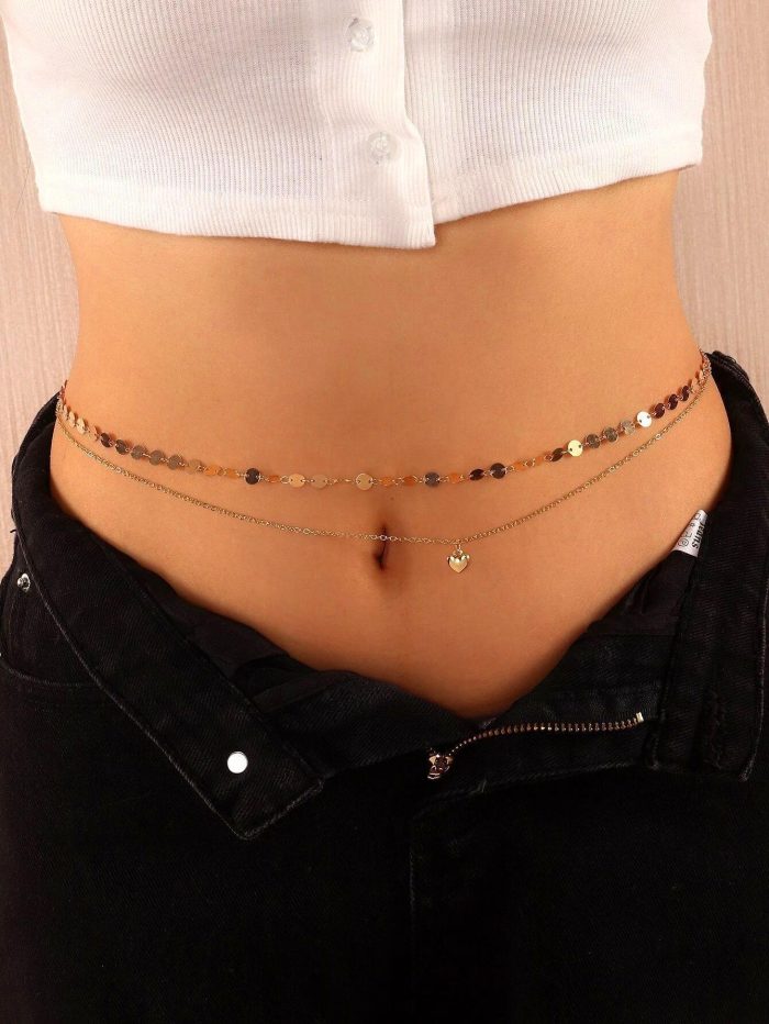 2pcs/set Disc Decor Waist Chain