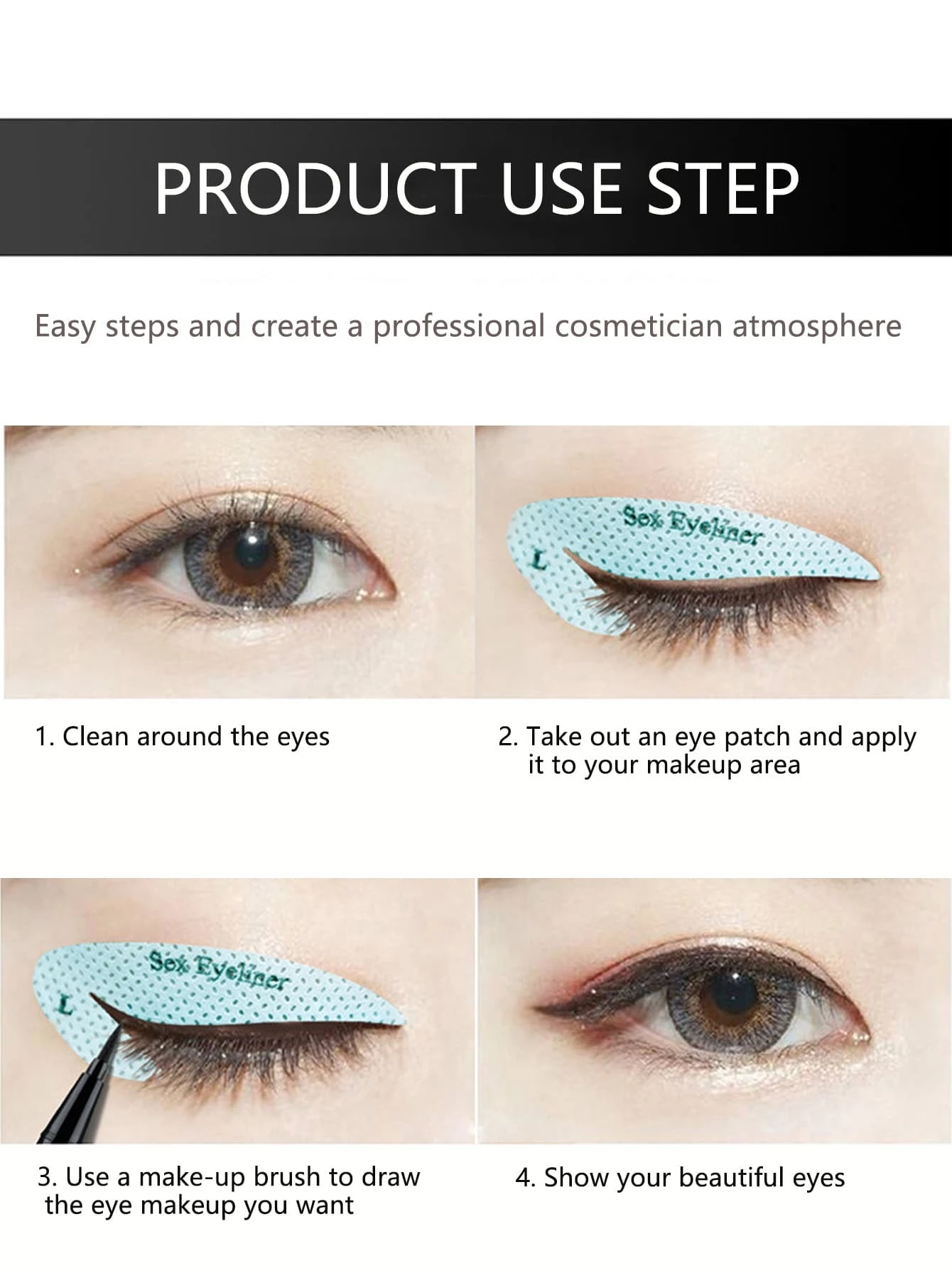 4pcs/set Eye Makeup Stencil Template Card, Eyeshadow Liner Sticker Cosmetic Tool - Image 5