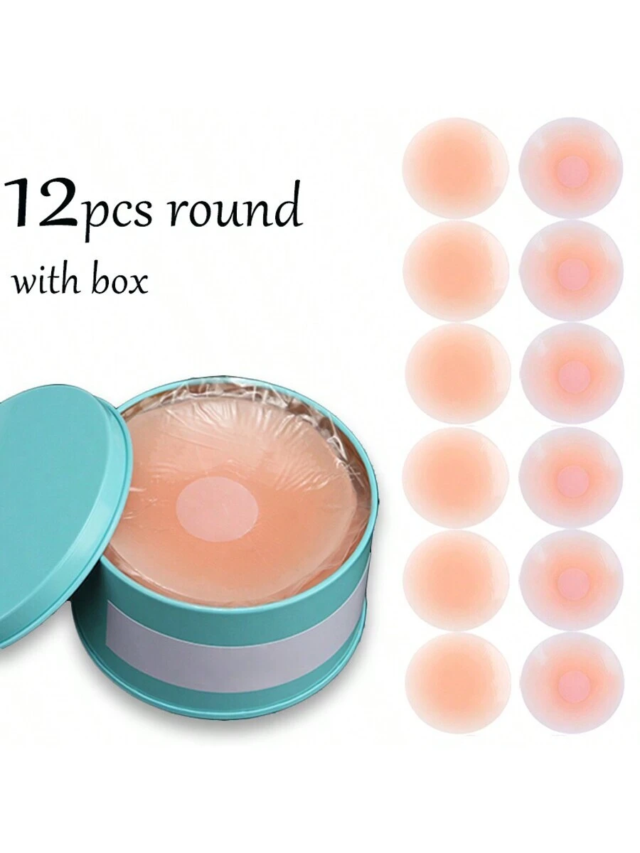 6/12pcs With Box, Nude Feeling, Silicone Breast Lift Tape, Anti-slip, Strapless And Reusable Women Breast Invisibility Cover, Silicone Nipple Cover