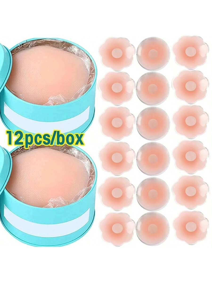 6/12pcs With Box, Nude Feeling, Silicone Breast Lift Tape, Anti-slip, Strapless And Reusable Women Breast Invisibility Cover, Silicone Nipple Cover - Image 2