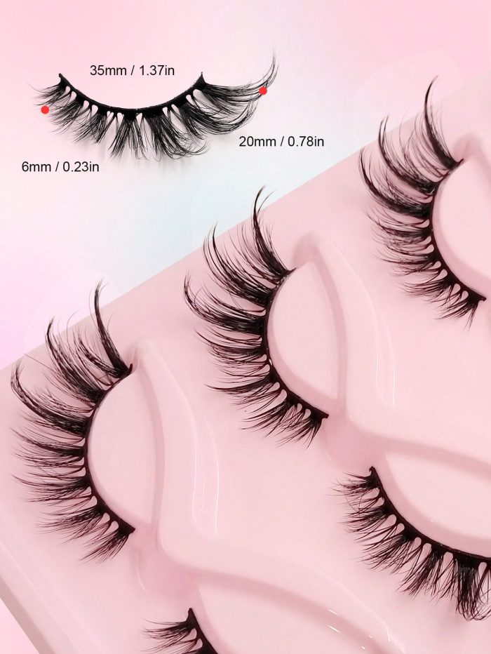 Asiteo 5 Pairs Cat Eye Lashes 3D Faux Mink Eyelashes Winged End Eye Elongated Eyelashes - Image 4