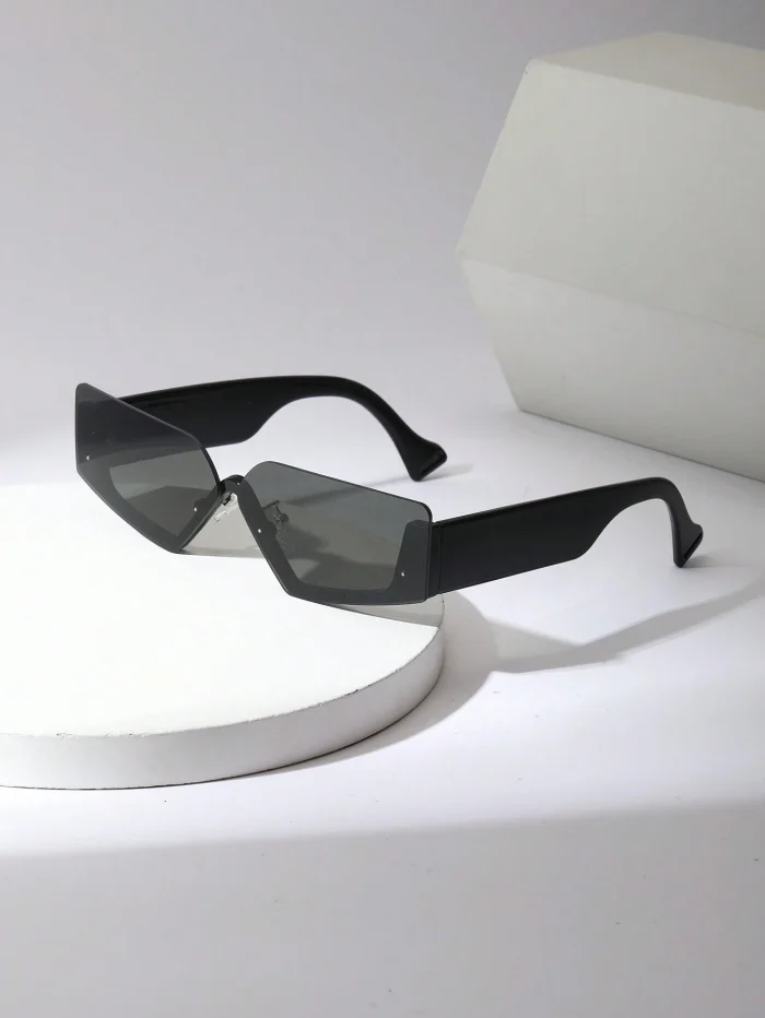 Black Frameless Polarized Sunglasses, Cat Eye Decor, Fashionable And Versatile