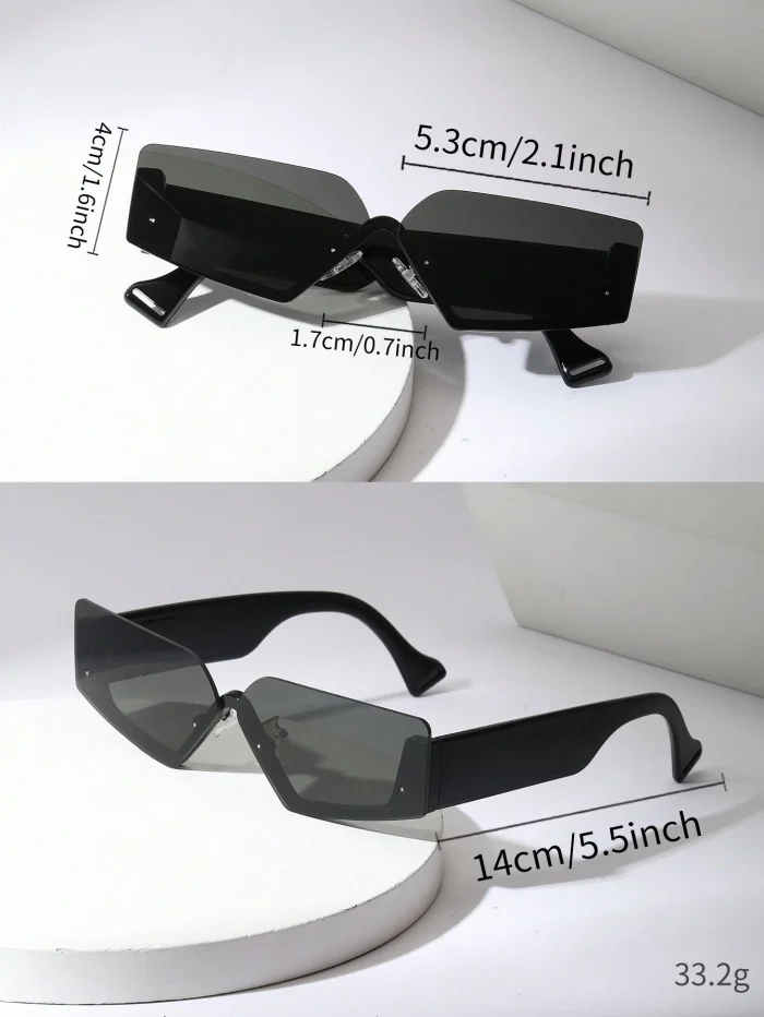 Black Frameless Polarized Sunglasses, Cat Eye Decor, Fashionable And Versatile - Image 3
