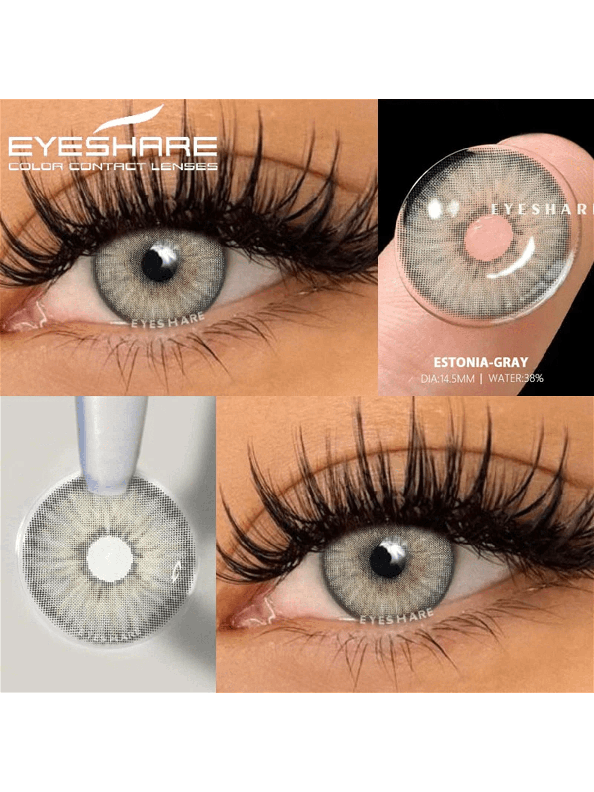 Eyeshare New Color Contact Lens Eye Contact Lenses 1 Pair Grey Lense Yearly Use Eye