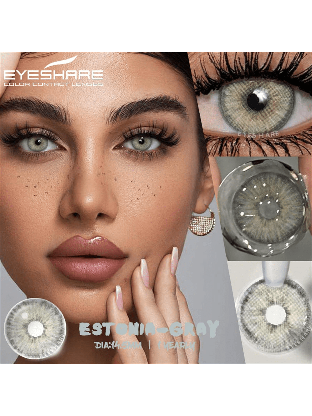 Eyeshare New Color Contact Lens Eye Contact Lenses 1 Pair Grey Lense Yearly Use Eye - Image 3