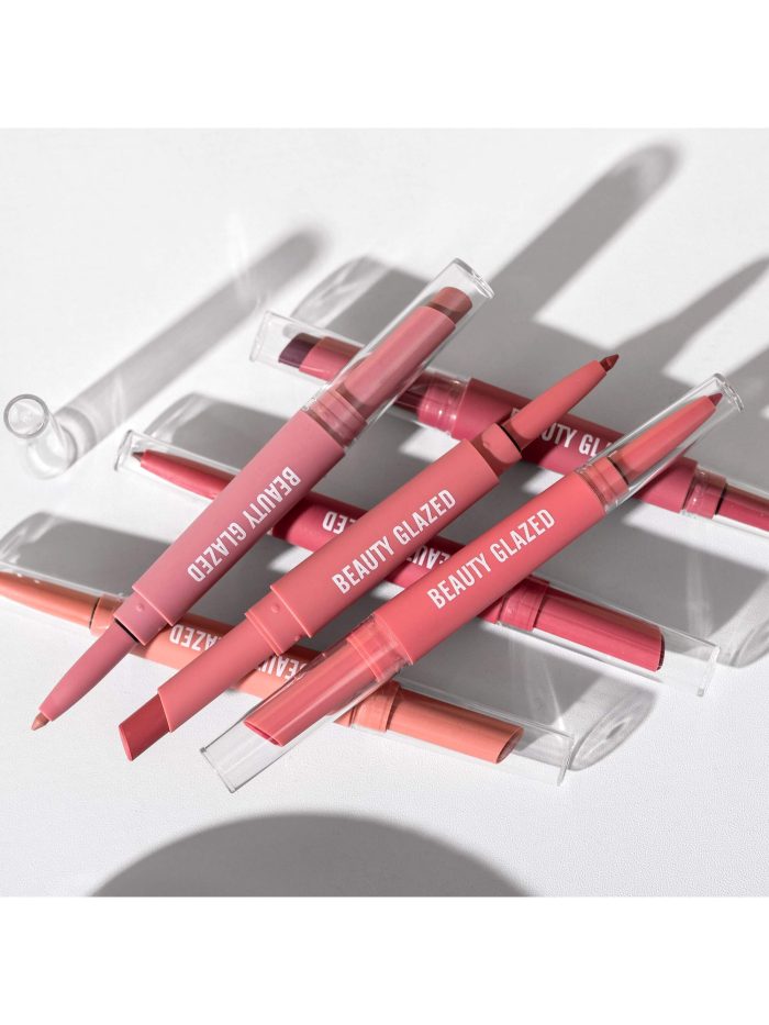 Lip Liner And Lipstick Make-up, 2-in-1 Double-headed Lipstick Set Waterproof Durable Matte Lipstick B136-01 - Image 4